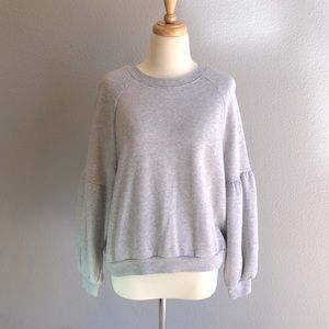 Womens Grey Sweatshirt With Drop Shoulder Sleeves